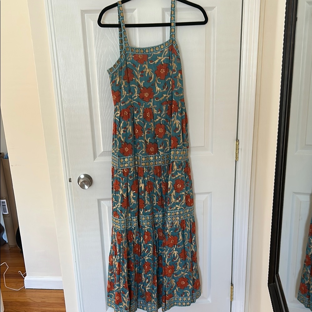 Oliphant Floral Sleeveless Maxi Dress - Blue and Orange